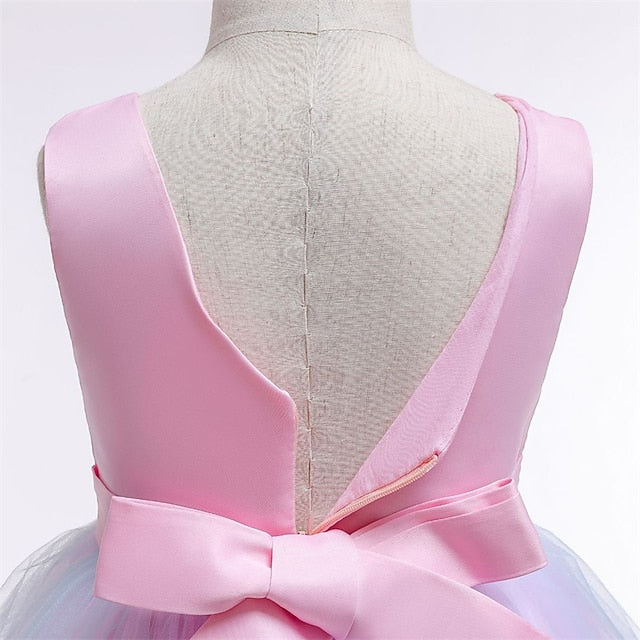 Floral Kids Purple Dress Party Blue Blushing Lace Girls'