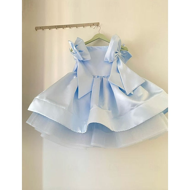 Girl Girls' Party Solid Dress Color Flower Kids
