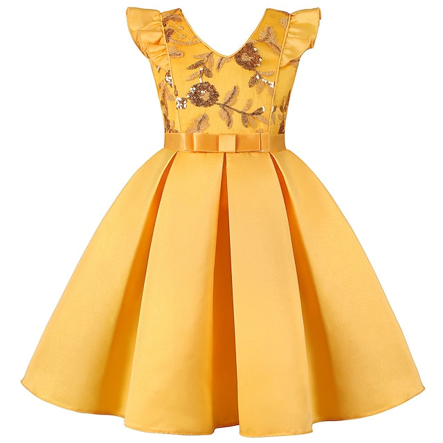 Kids Formal Sleeveless Party Girls' Solid Dress Color