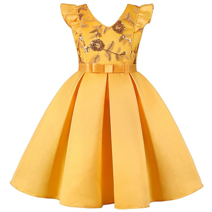 Kids Formal Sleeveless Party Girls' Solid Dress Color