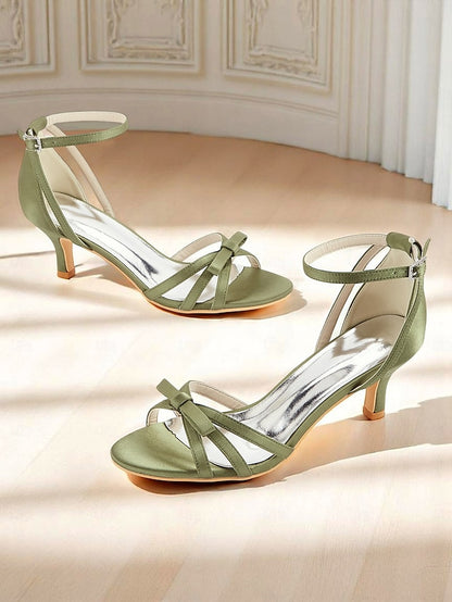 Women's Green 1950s Heel Kitten Strappy Satin Vintage