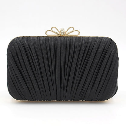 Clutch Bag Elegant Bow – Rhinestone Women's Pleated White