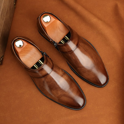 Leather Brown Men's Slip-On Shoes Dress Business Loafers