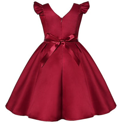 Kids Formal Sleeveless Party Girls' Solid Dress Color
