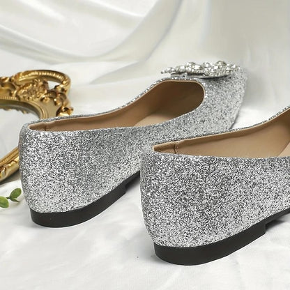 Glitter Flats Rhinestone Silver with Embellished Women's