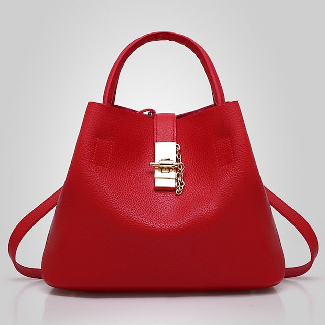 Chaîne pour femme en or rouge avec cadenas en cuir et similicuir