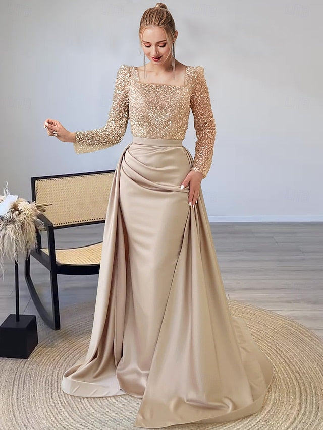 Gown Length Long Elegant Evening Formal Dress Floor Mermaid
