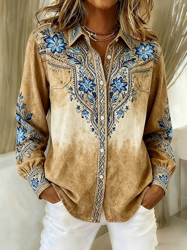 Women's Shirt Blouse Graphic Geometric Abstract Vintage