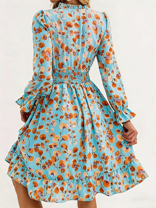 Women's Knee Length Dress A Line Dress Floral Dress Elegant