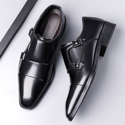 – Shoes Elegant Men's Monk Strap Dress Leather Double