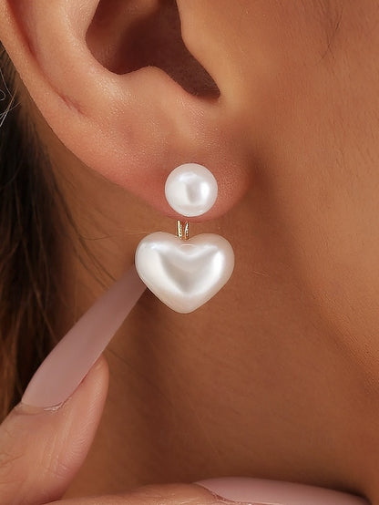 – Drop Pearl Minimalist Elegant Heart-Shaped Romantic Earrings