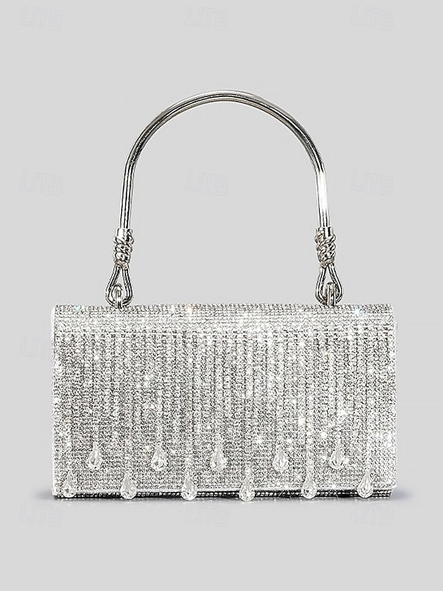 Evening Elegant with Women's Silver Chain Crystal Handbag