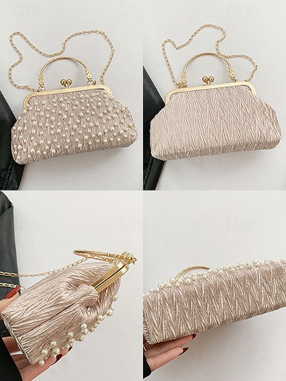 Clutch Elegant Evening – Women's Bag Beaded Pearl Vintage