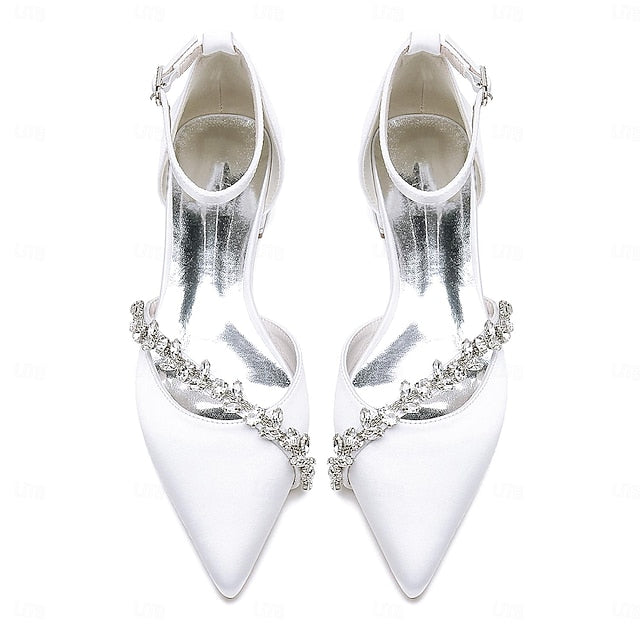Wedding White Satin Women's Toe Flats – Pointed Elegant