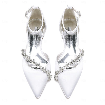 Wedding White Satin Women's Toe Flats – Pointed Elegant