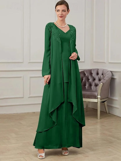 Two Formal Mother the Piece of Bride Floor Wedding Guest Dress