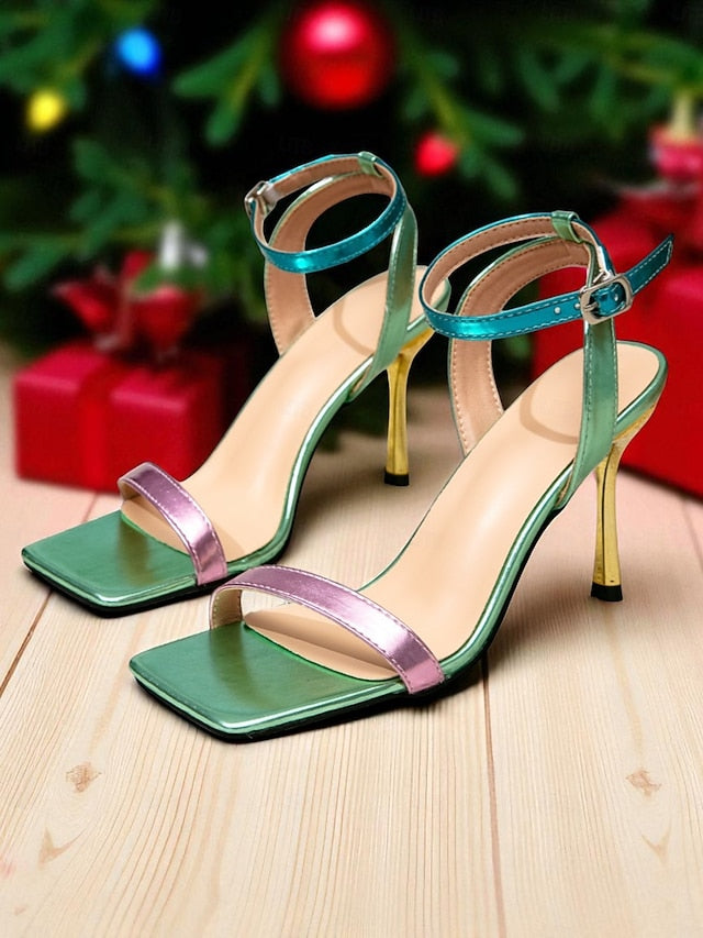 Stiletto Women's Strappy Toe - Iridescent Sandals Square