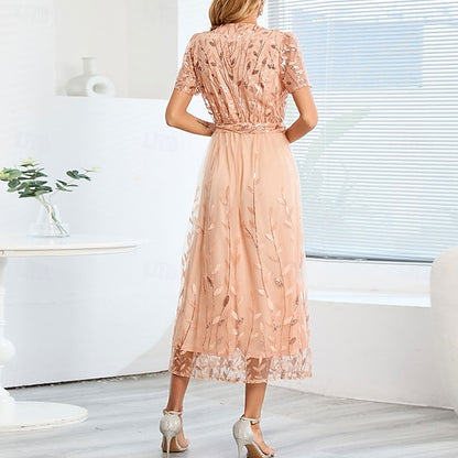 Neck Elegant Bride V Mother Sequin Dress the A-Line of