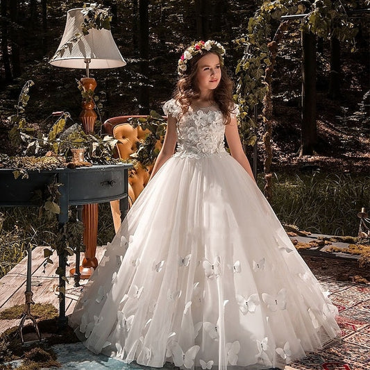 Solid Flower Girls' Kids Girl First Dress Communion