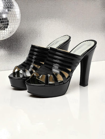 Mule White Open-Toe Women's Strappy - Heels Platform