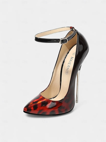 Red Leopard Sexy Print Women's Patent – Pumps Stiletto