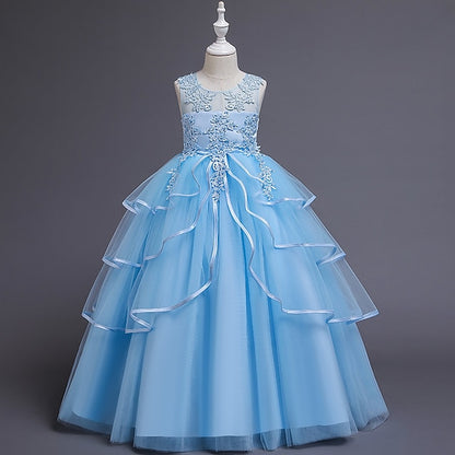 Girls' Sleeveless Color Dress Party Kids Solid