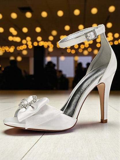 Rhinestone Women's Purple High with Satin Heel Sandals