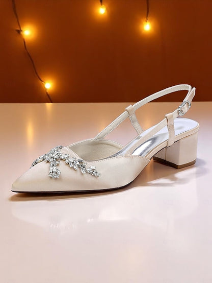 Satin Heels Black Women's Slingback