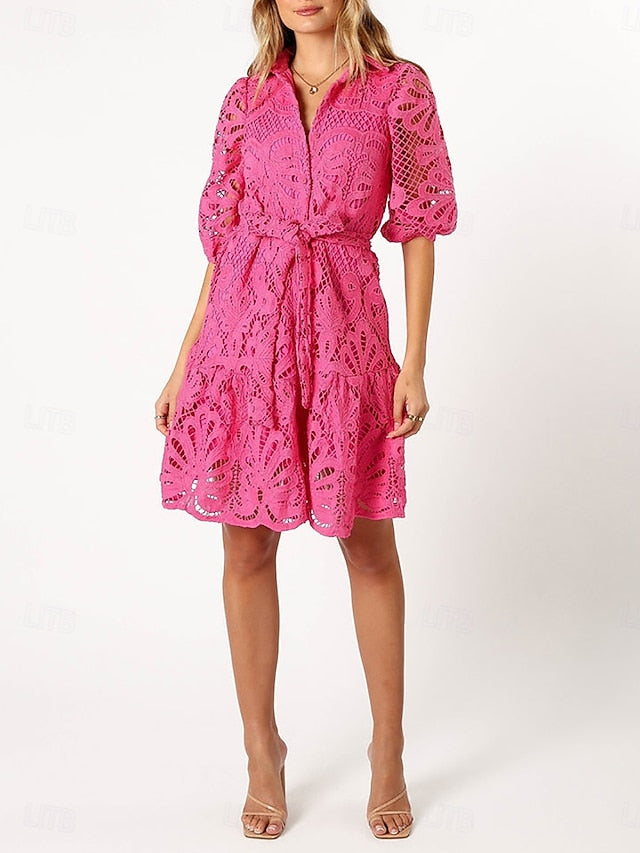 Women's Midi Dress Black Dress Lace Dress Cocktail Dress