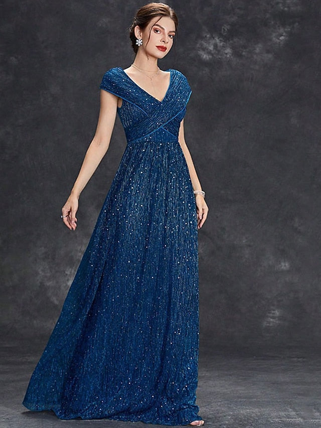 V Dress the Bride Mother Neck Party Elegant Floor of