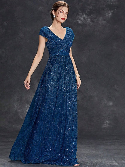 V Dress the Bride Mother Neck Party Elegant Floor of