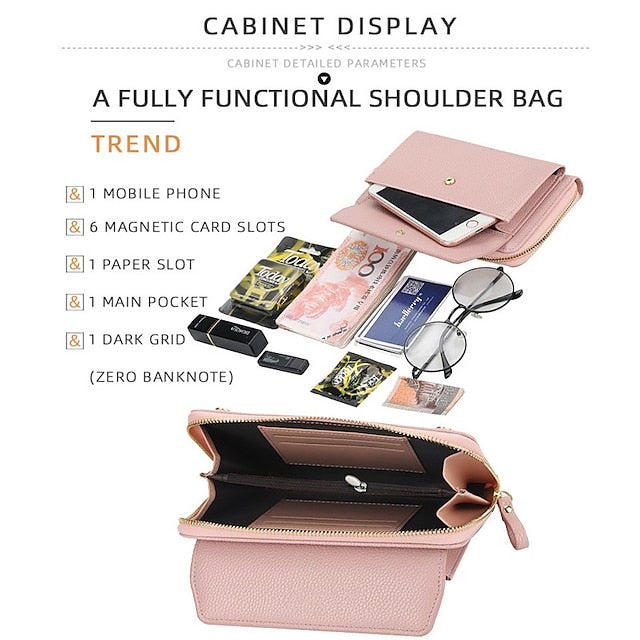 Sac à bandoulière pour femme, portefeuille, téléphone portable
