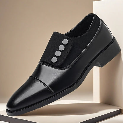 Decor Shoes Men's Classic Button Black Dress Slip-On