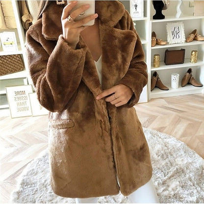 Comfortable Faux Coat Fur Casual Pocket Women's Warm