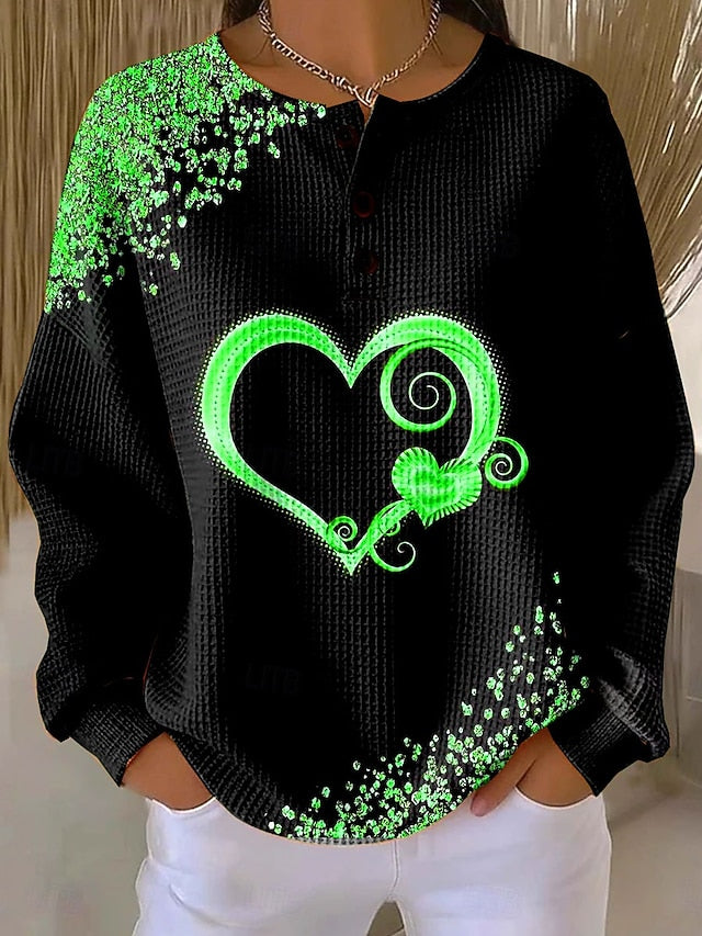 Women's Pullover Sweatshirt Heart Graphic Vintage Casual