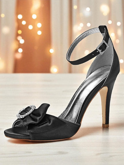 Rhinestone Women's Purple High with Satin Heel Sandals