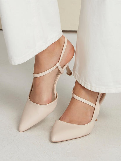 Kitten Pumps – Women's Slingback Elegant Heel Nude