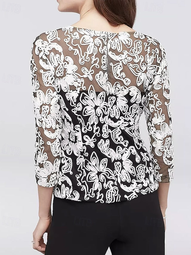Lace Dress the Floral Elegant Piping Mother Pantsuit of Bride