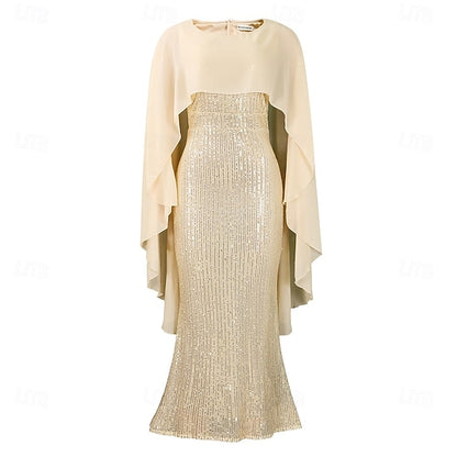 Dress Crew Length Mother Elegant Neck Floor Bride the of