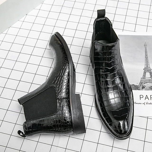 Chelsea Boots Brown Pattern Men's Crocodile – Slip-On
