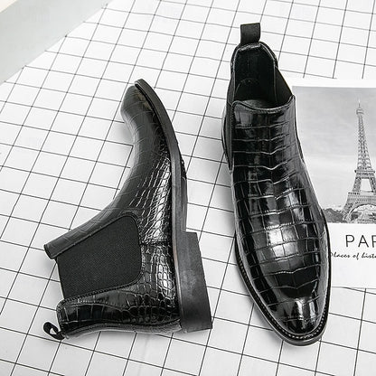Chelsea Boots Brown Pattern Men's Crocodile – Slip-On