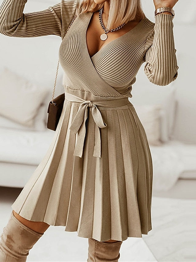 Women's Sweater Dress Knit Dress Jumper Dress Mini Dress