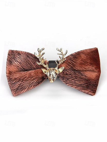 Gold Tie Pin Head Velvet with Men's Bow Deer