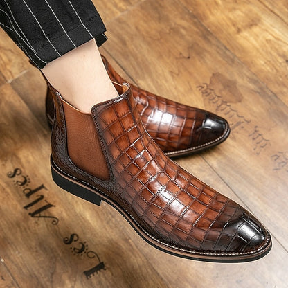 Chelsea Boots Brown Pattern Men's Crocodile – Slip-On