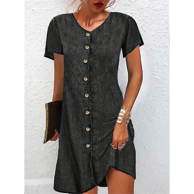 Women's Mini Dress Casual Dress A Line Dress Denim Shirt
