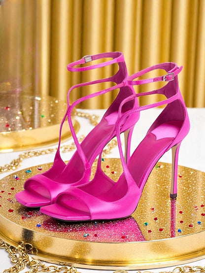 Satin Elegant Stiletto Lavender - Heels Crisscross Women's