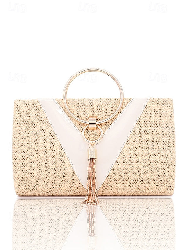 Straw Handbag with Purse Elegant Women's Woven Clutch –