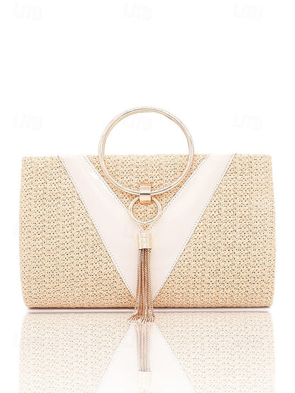Straw Handbag with Purse Elegant Women's Woven Clutch –