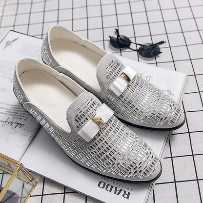 Men's Woven Loafers Silver Prom Strap Elegant – and Monk