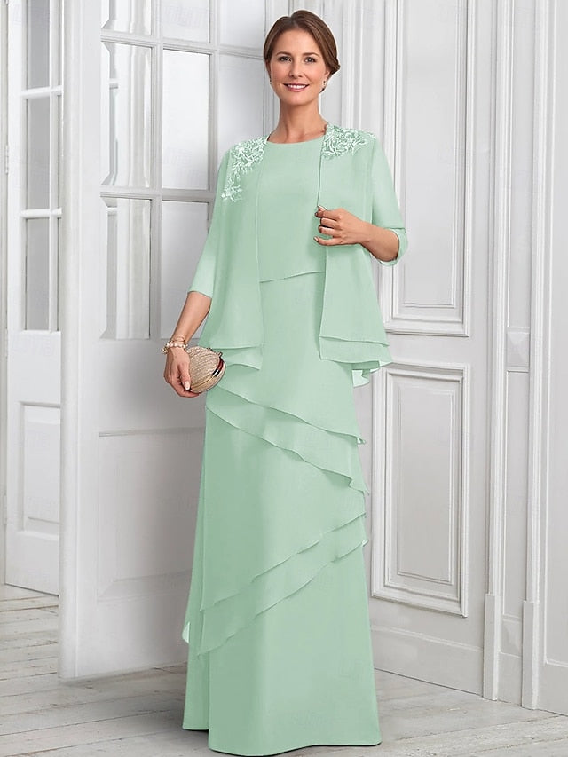 the Bride Dress Suit Piece Elegant Mother of Formal Two A-Line